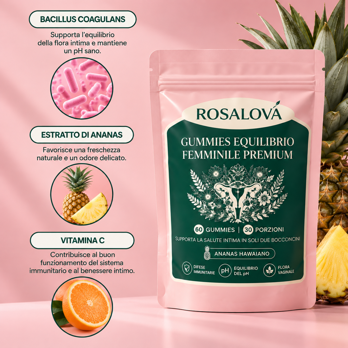 Caramelle gommose ROSALOVA per l'equilibrio intimo