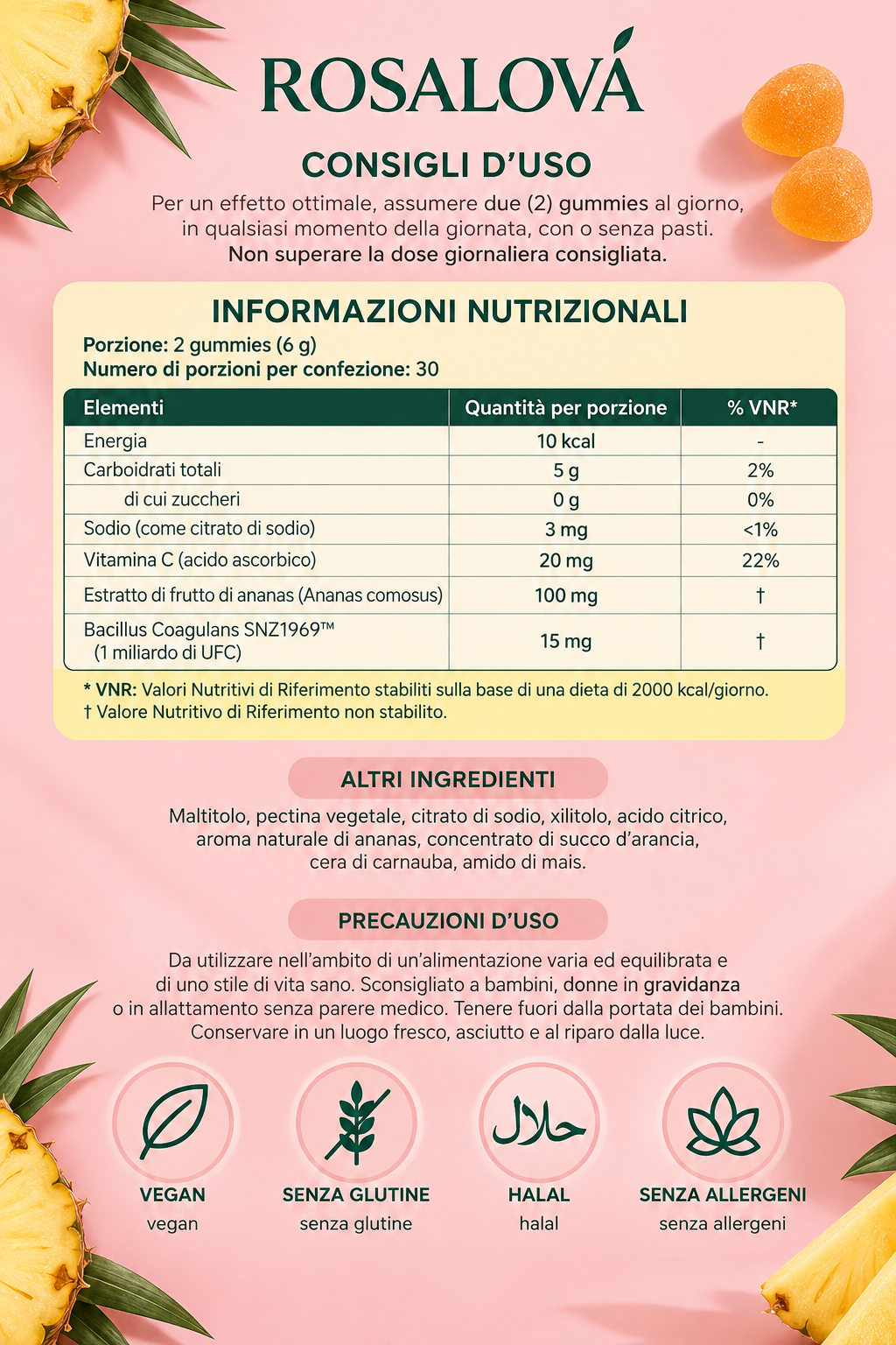 Caramelle gommose ROSALOVA per l'equilibrio intimo